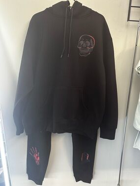 Black Graphic Hoodie Set